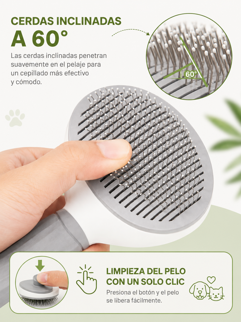 Cepillo Autolimpiante para perros y gatos
