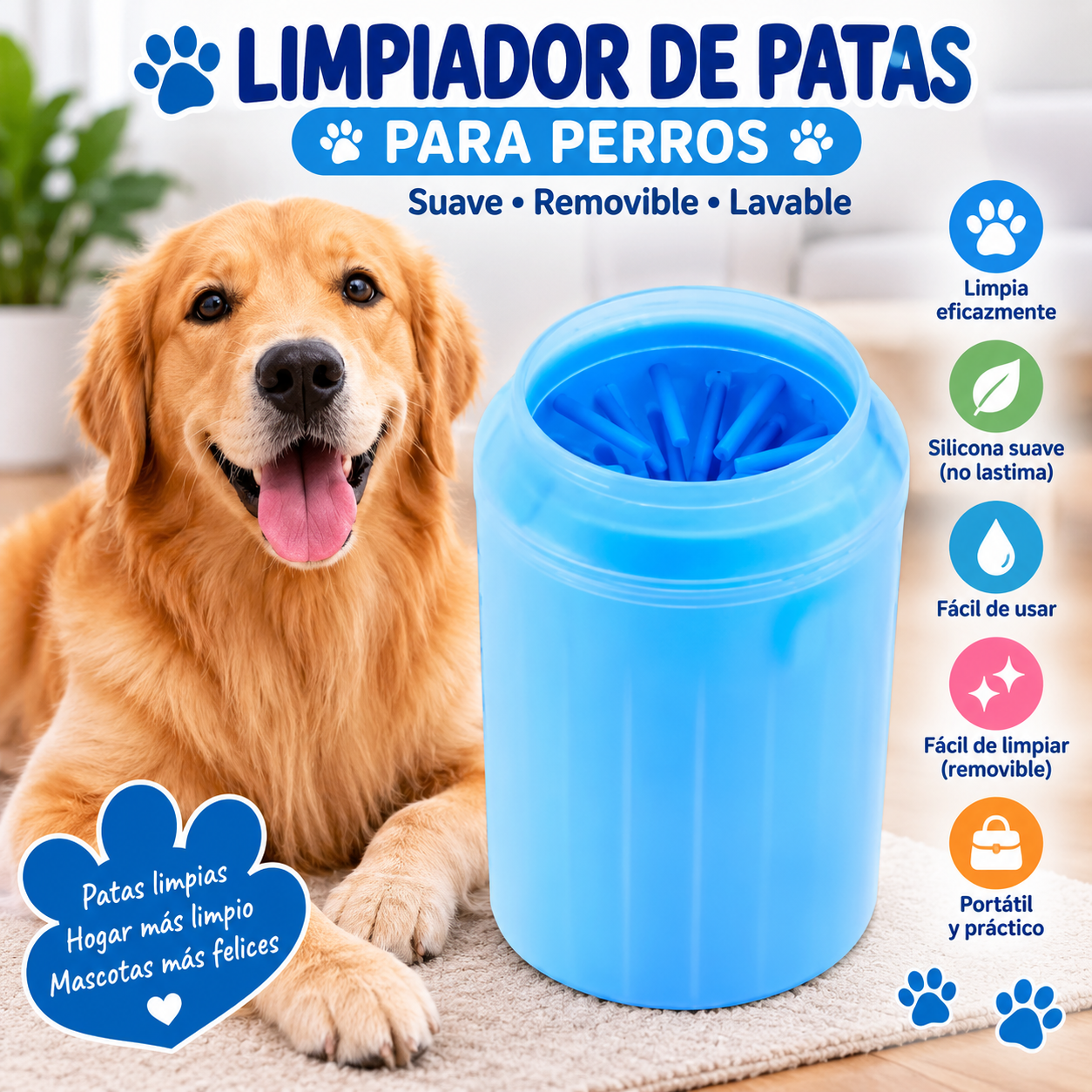Limpiador portátil de patas para perros - silicona suave