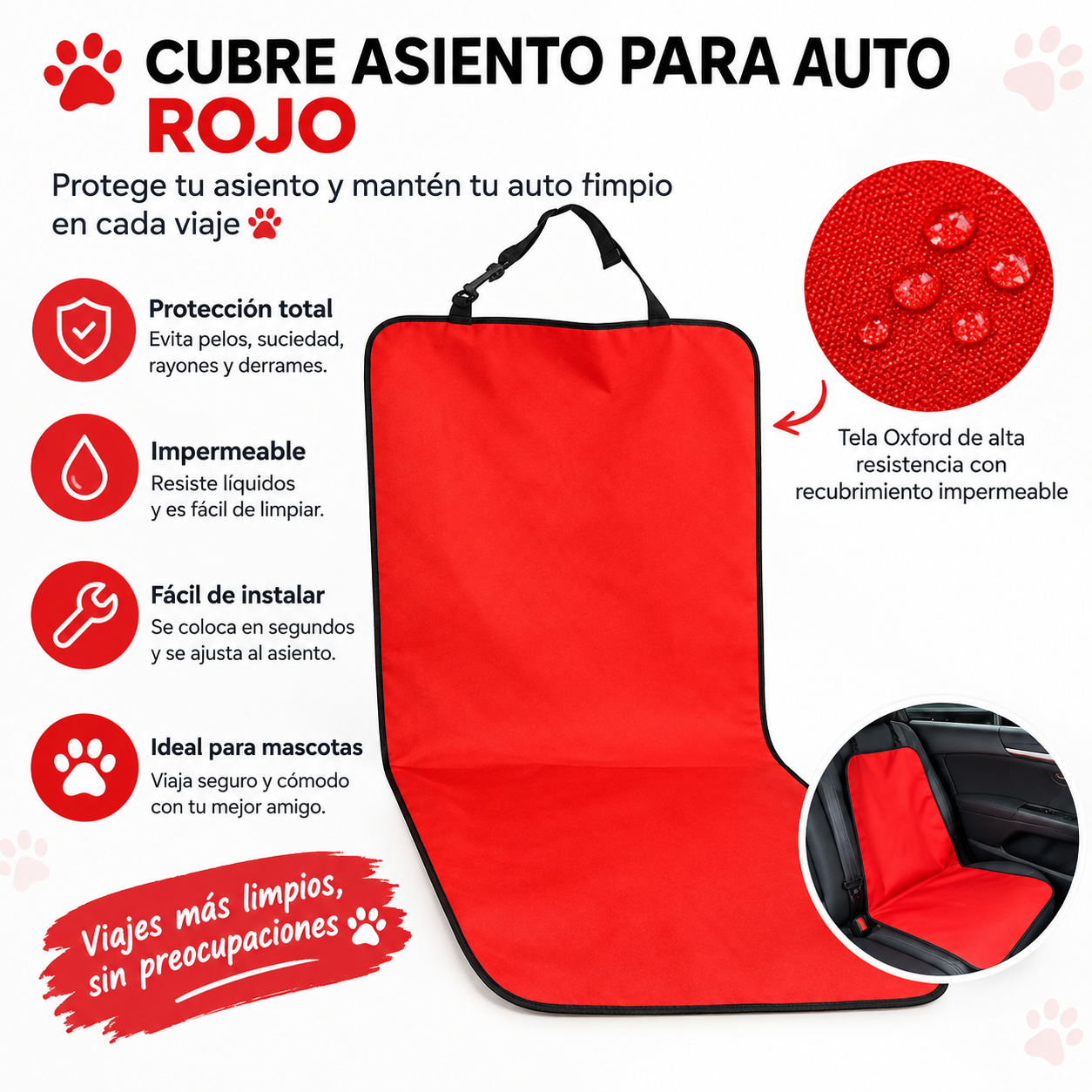 Waterproof Back Seat Protector for Cars: Durable Travel Hammock for Dogs and Cats (Universal Fit)