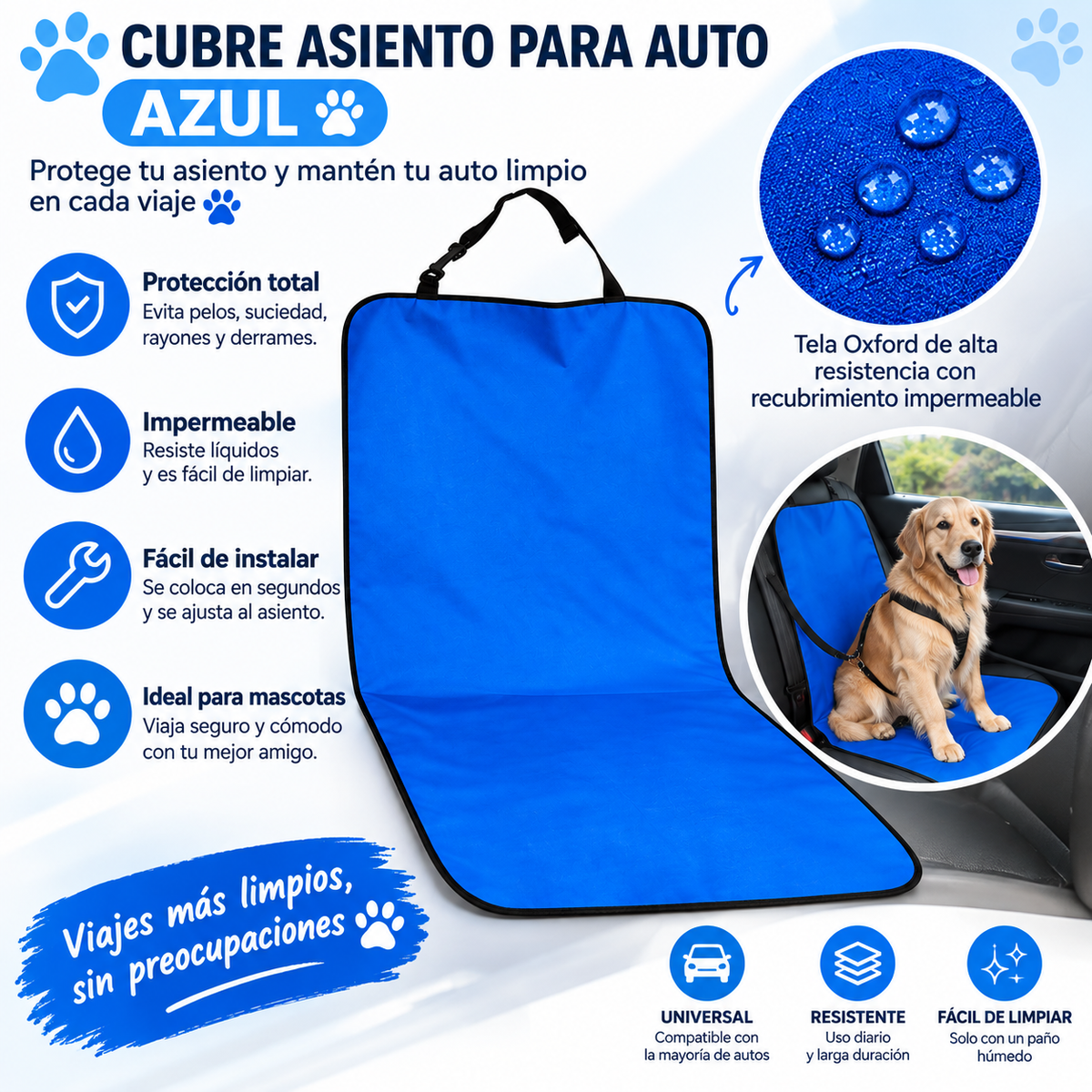 Waterproof Back Seat Protector for Cars: Durable Travel Hammock for Dogs and Cats (Universal Fit)