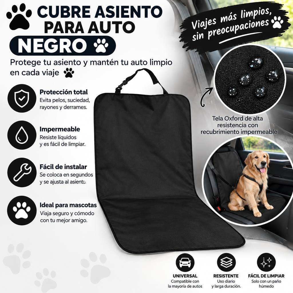 Protector impermeable para asientos traseros de coche: hamaca de viaje duradera para perros y gatos (ajuste universal)